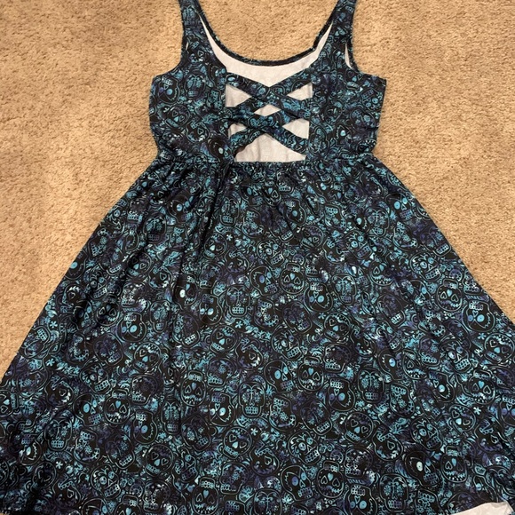 Hot Topic sugar skull strappy back skater dress M - Picture 2 of 4